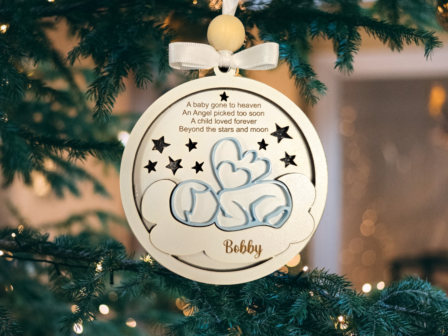 Beautiful baby loss memorial decoration, angel baby, Christmas decoration, in loving memory, personalised, angel baby memorial