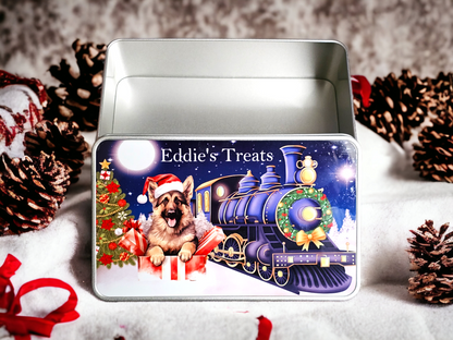 Personalised dog Christmas treat tin
