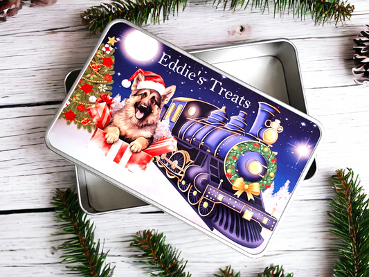 Personalised dog Christmas treat tin