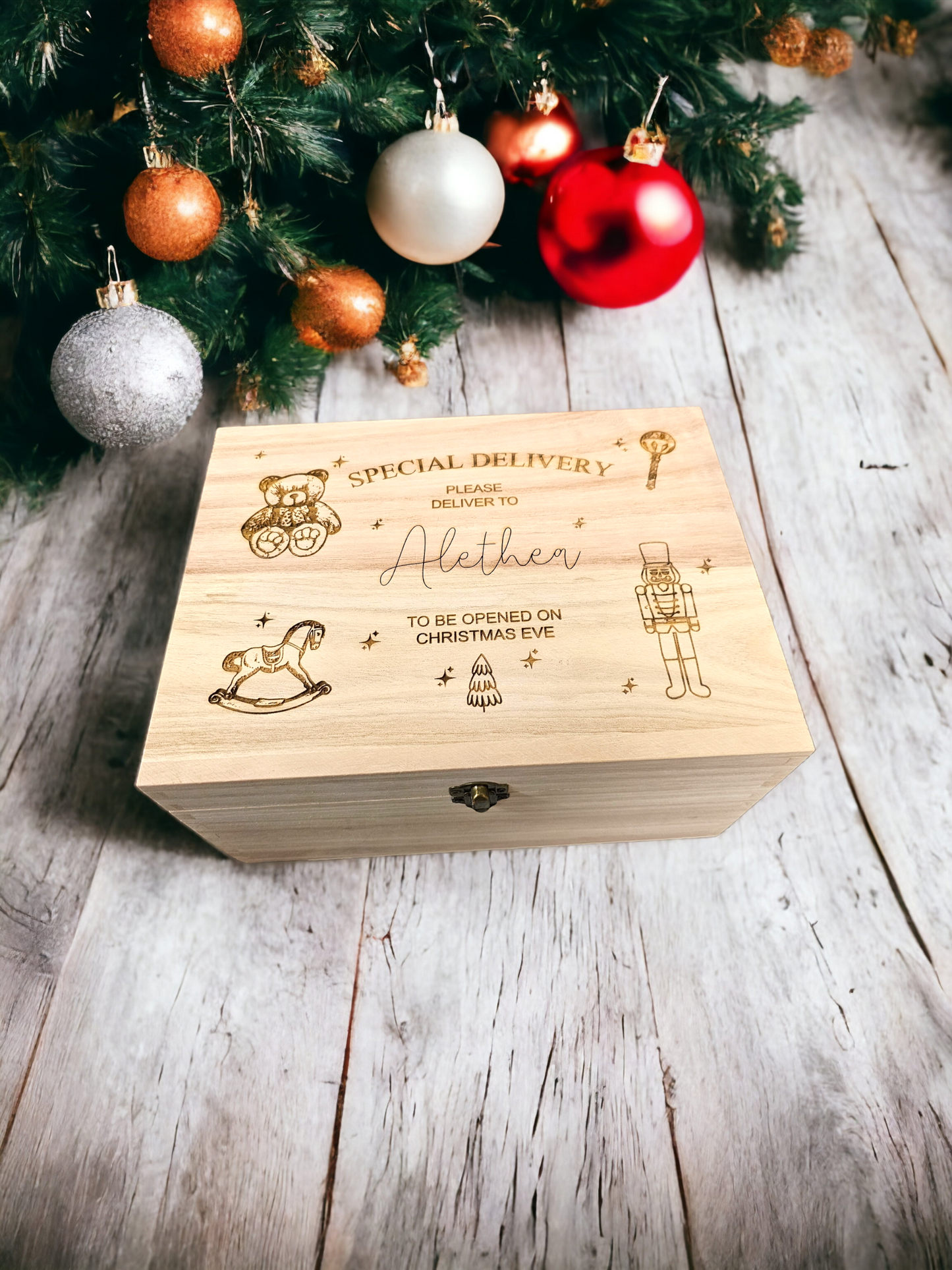 Personalised wooden Christmas eve box