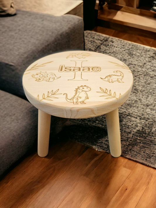 Personalised children's wooden Dinosaur stool