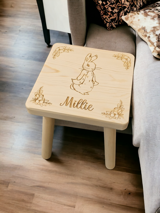 Children's square personalised stool