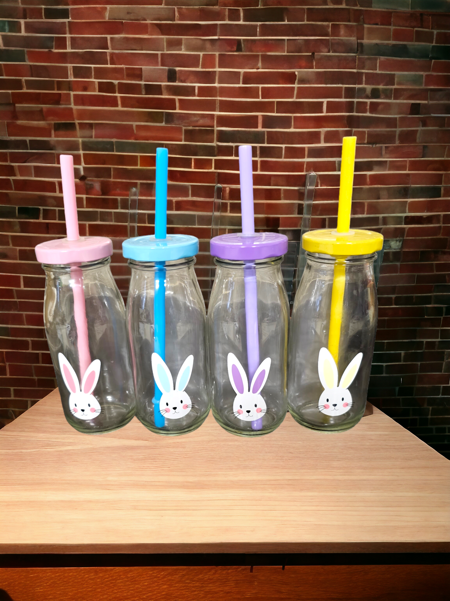 Bunny glass milk bottles