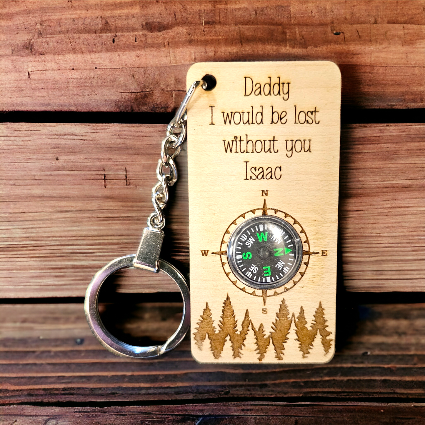 Personalised Father's day compass keyring