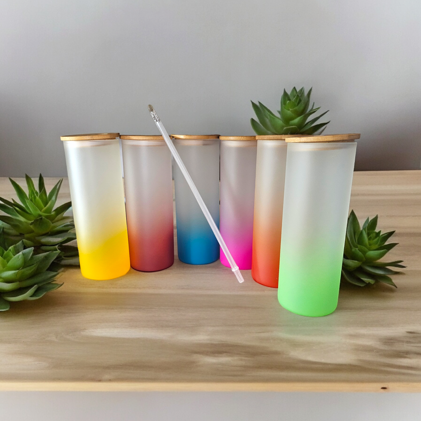 25oz frosted ombre glass sublimation tumblers