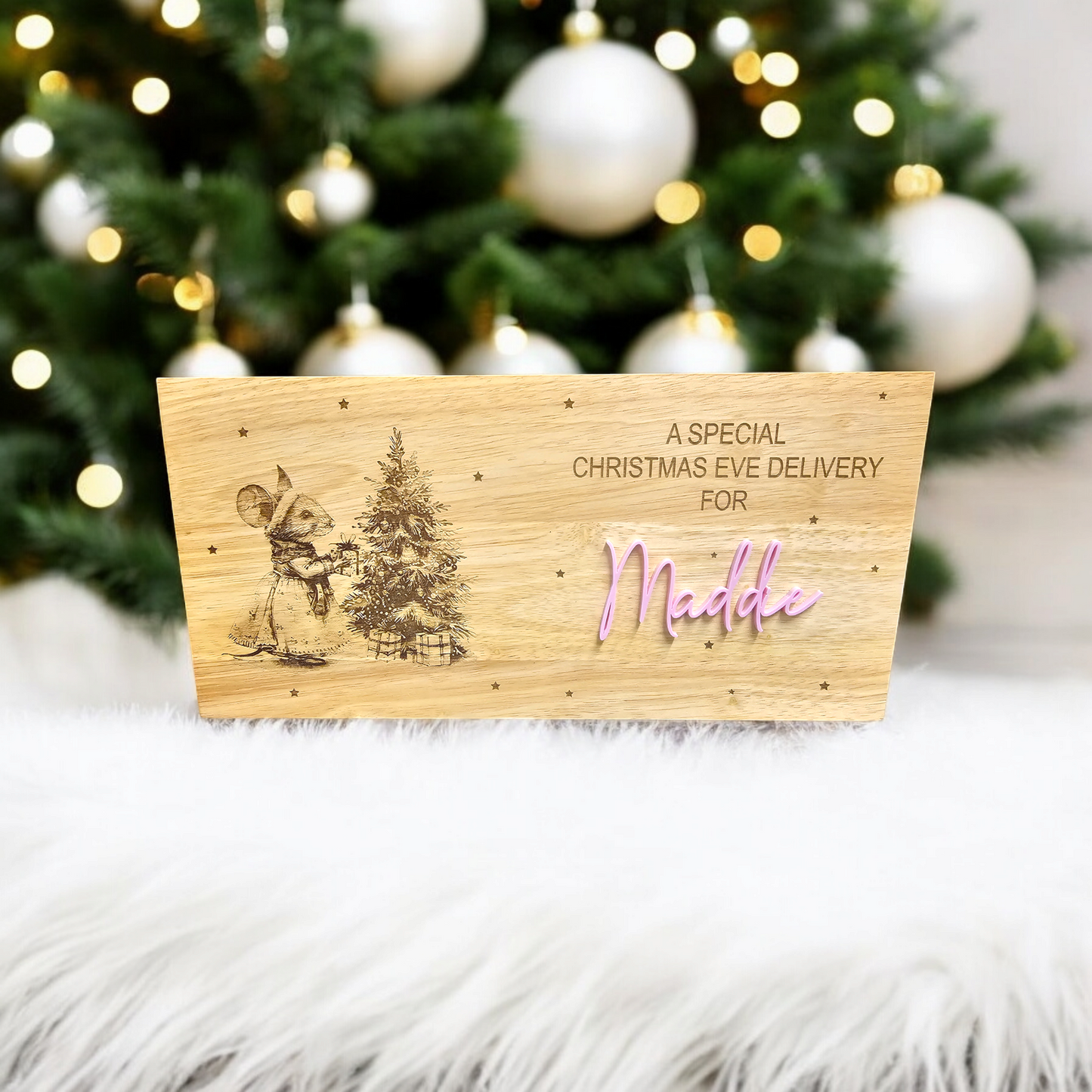 Personalised vintage mouse Christmas eve crate