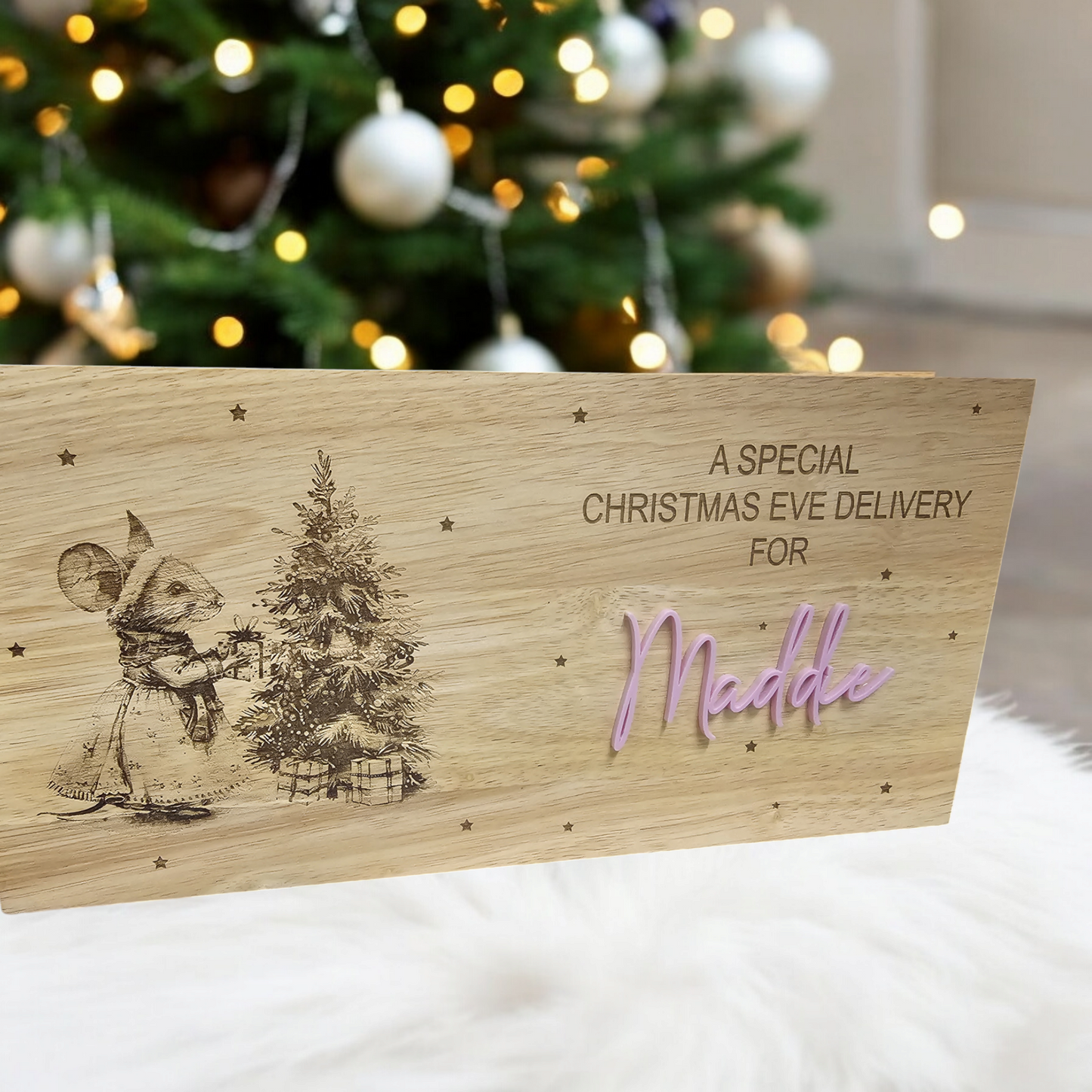 Personalised vintage mouse Christmas eve crate