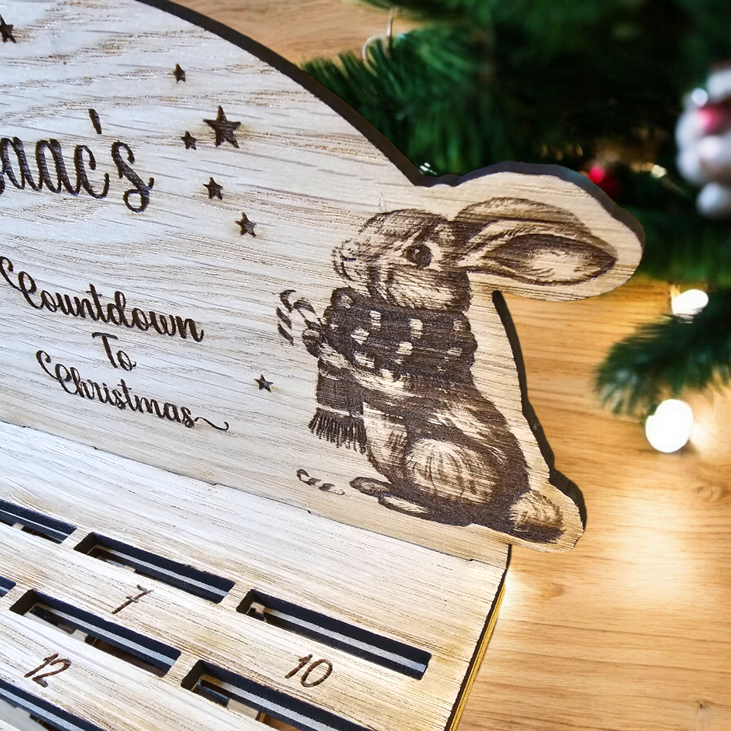 Personalised chocolate coin holder advent-oak vaneer