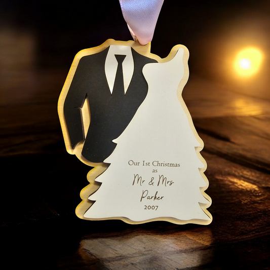 Mr & Mrs personalised Christmas decoration, 1st Christmas as Mr and Mrs