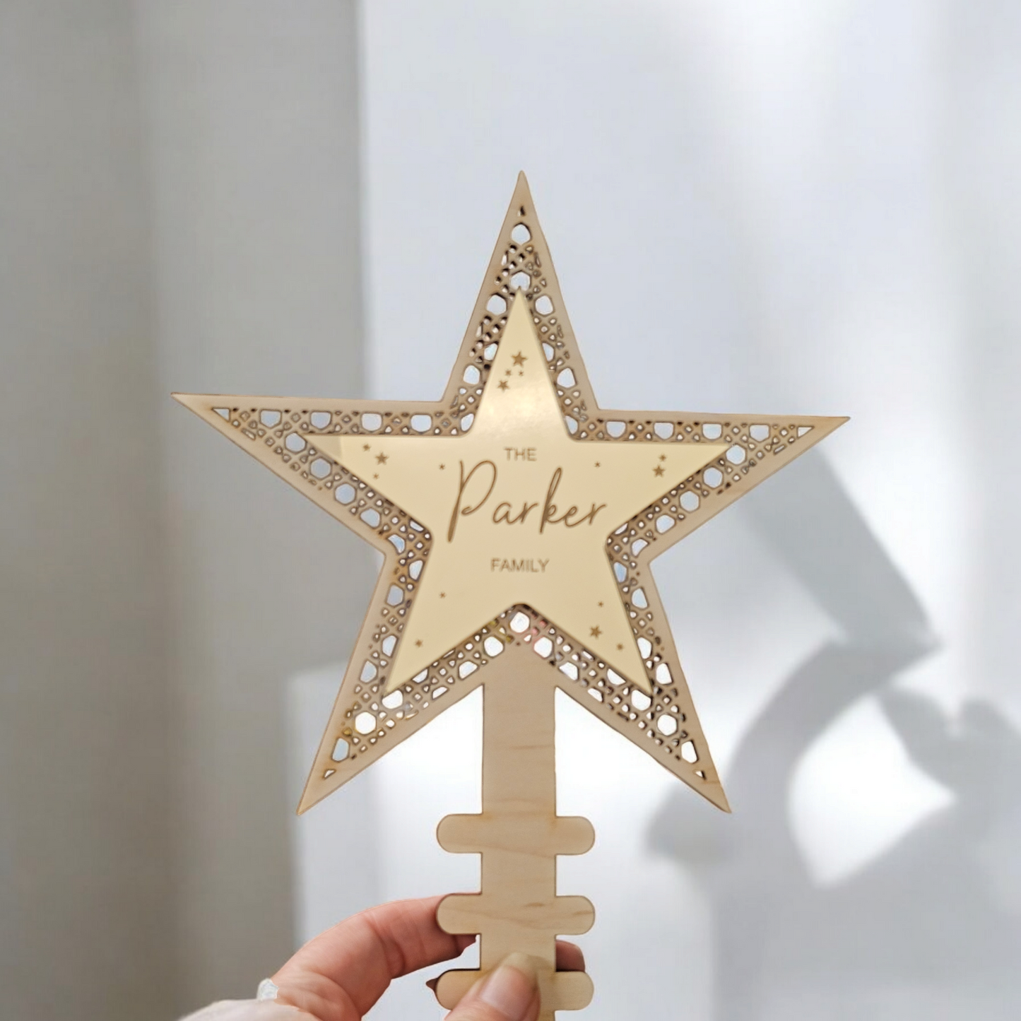 Personalised family Christmas tree topper.