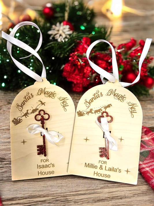 Personalised Santa's magic key decoration