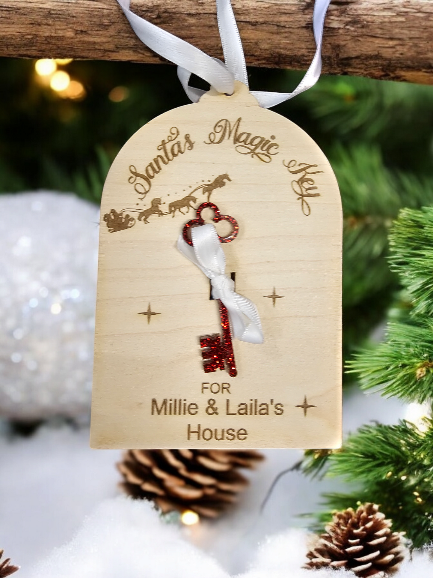 Personalised Santa's magic key decoration