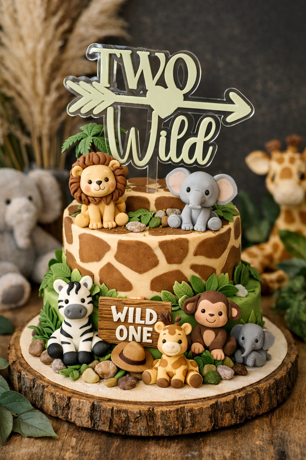 Two Wild Cake Topper | Safari 2nd Birthday Cake Topper | Jungle Theme Birthday Decor | Acrylic Cake Topper