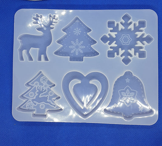 Christmas Pendant Epoxy Resin Mold Love Heart Bells Elk Xmas Tree