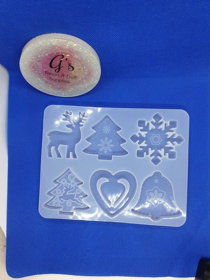 Christmas Pendant Epoxy Resin Mold Love Heart Bells Elk Xmas Tree