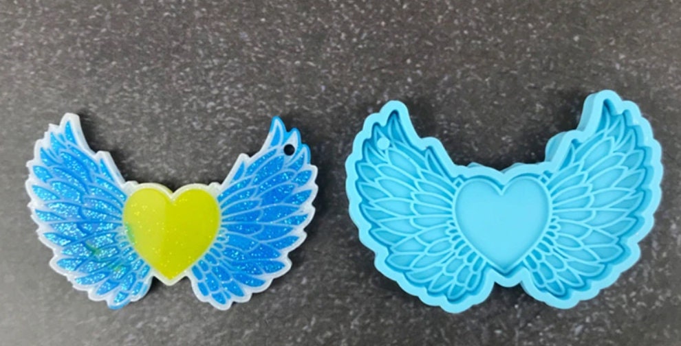 Heart Wings Pendant Silicone Mould DIY Crafts Jewellery Casting Tool Keychain Epoxy Resin Mould