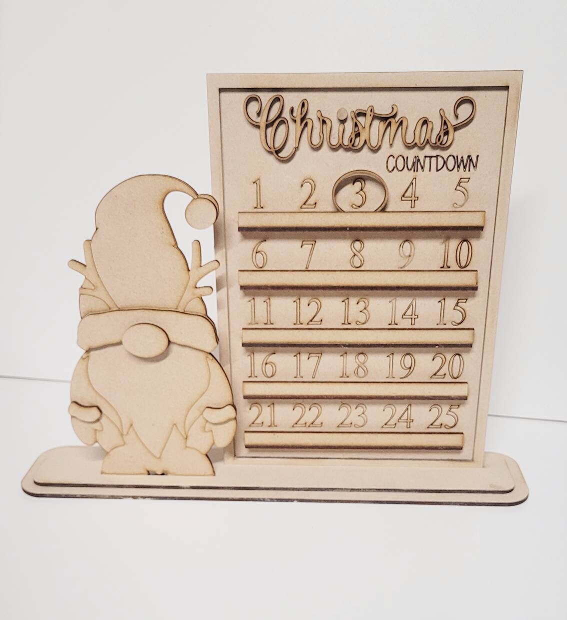 Christmas gnome advent calander blank, countdown to Christmas, mdf blanks, Christmas crafts