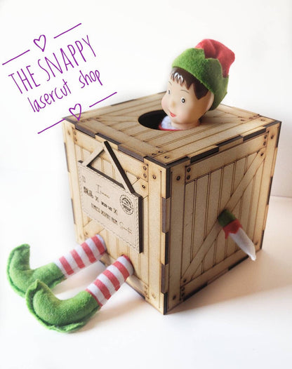 Personalised Naughty elf arrival Crate, elf prop, elf, personalised gifts.