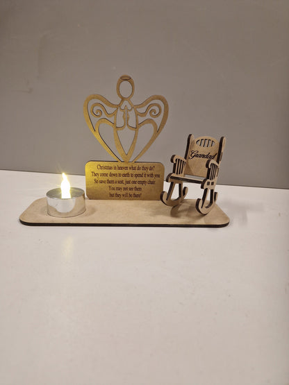 Memorial chair with angel. A Visit from Heaven.