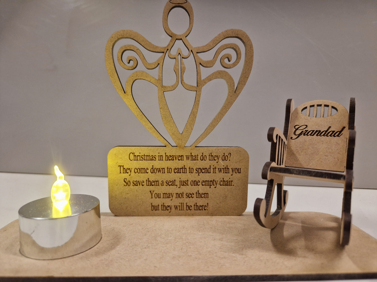 Memorial chair with angel. A Visit from Heaven.