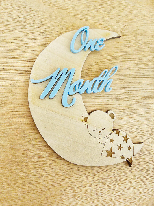 Baby Mile Stone set of 12 Moon Crescents, New Born Mile Stone, Baby's 1st Year, Baby shower Gift