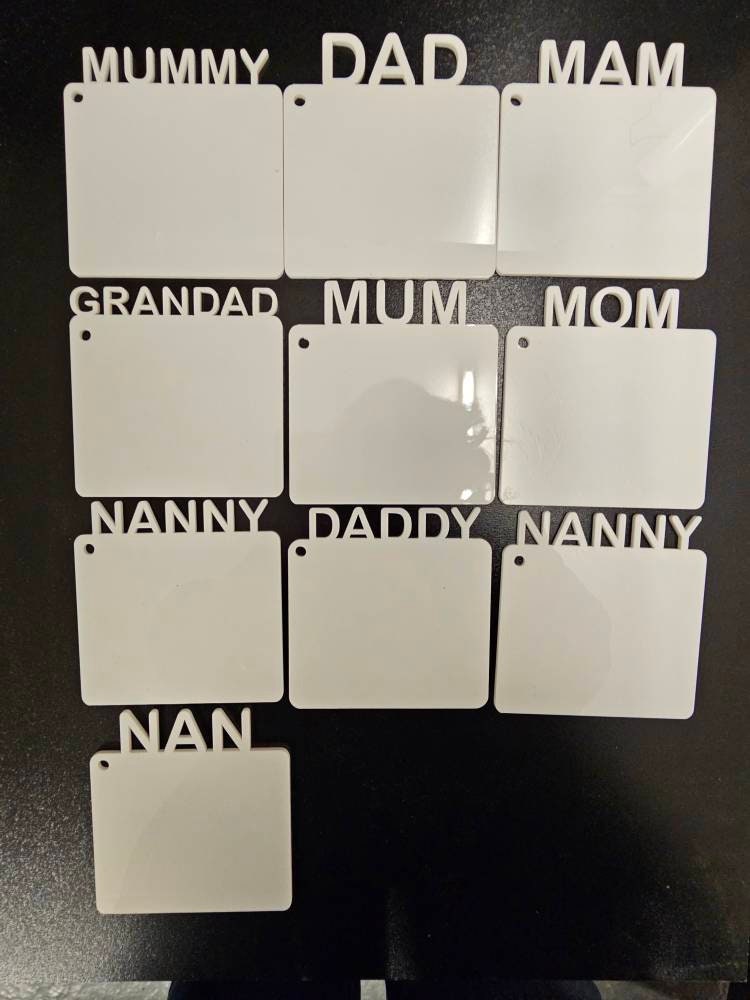 Acrylic blank family key ring blanks, acrylic shapes, sublimation blanks, blank supplies,  laser cut shapes
