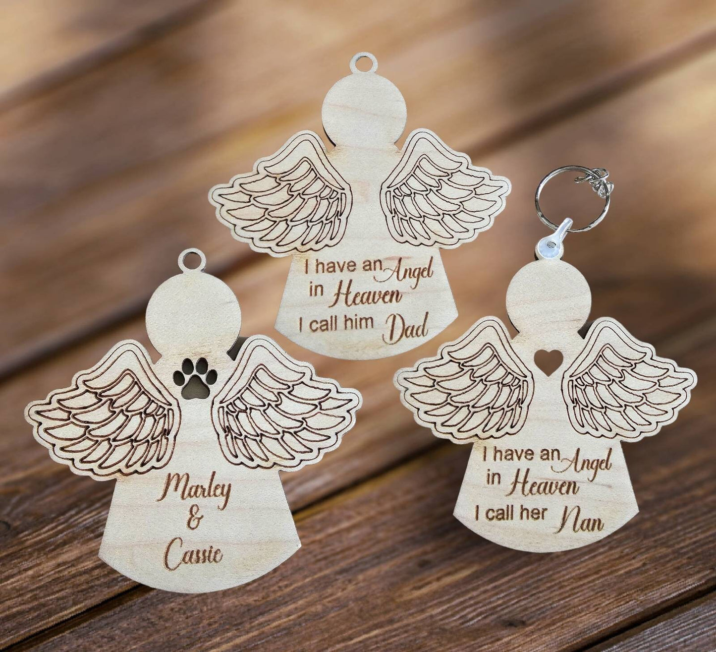 Personalised angel keyring, memorial gift, pet memorial, angel keyring, Personalised keyring, wooden keyring