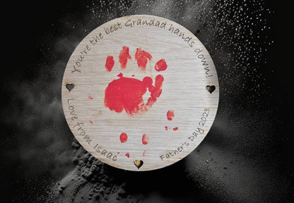 Personalised gift for dad, gift for grandad, gift for him. Hand print keepsake gift, DIY gifts, oak, rustic
