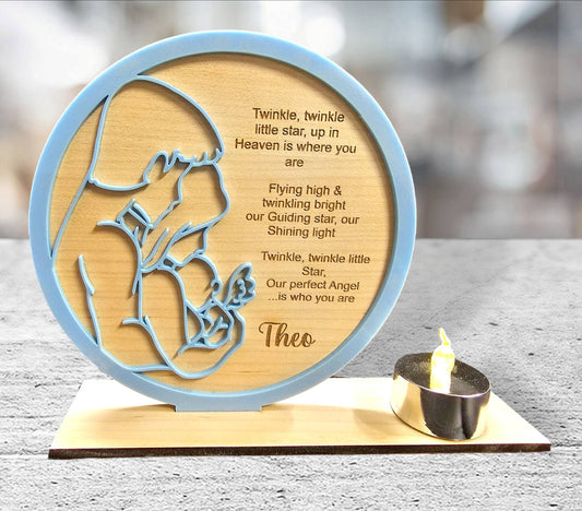 Personalised baby memorial tealight holder, angel baby, miscarriagegift, baby in heaven, miscarriage awareness. Mother father baby loss.
