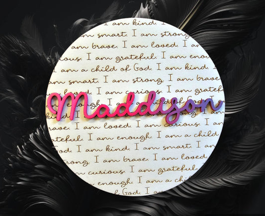 Personalised  affirmation wall sign, I am brave, I am gods child, positive wall quote, personalised plaques, positively.