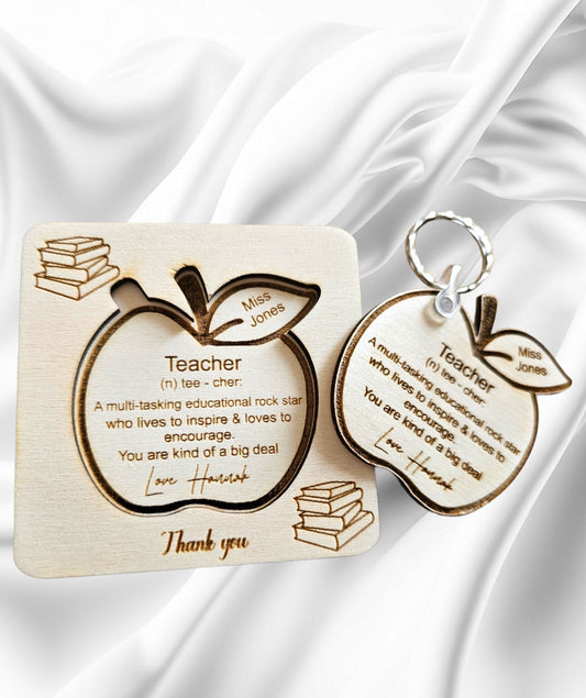 Teacher keyring card, Teacher keyring, Personalised teacher gift, end of year teacher gift