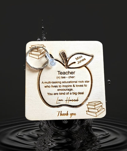Teacher keyring card, Teacher keyring, Personalised teacher gift, end of year teacher gift