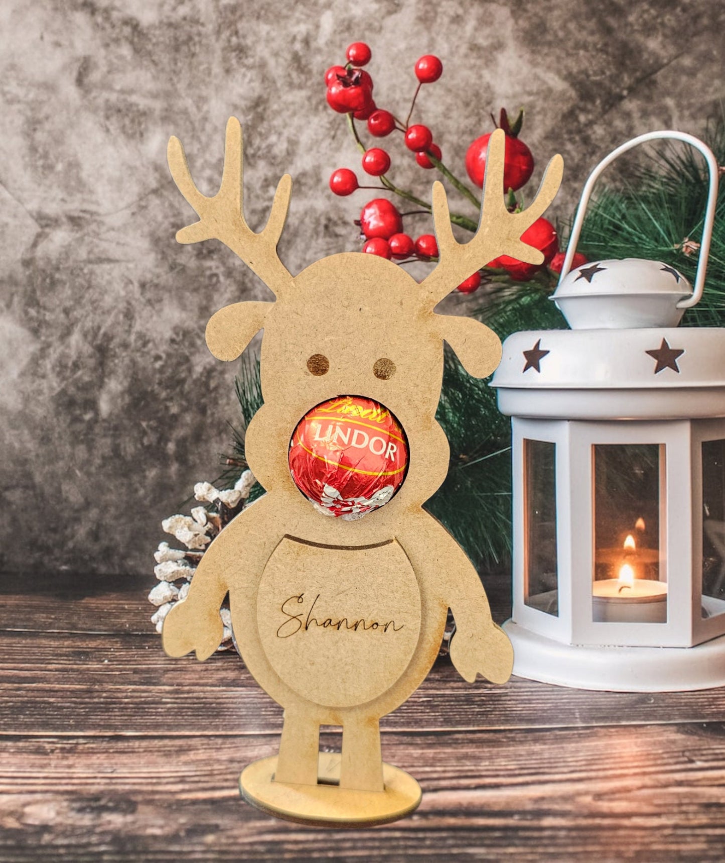 Mdf chocolate raindeer blank, personalised table decorations, Christmas mdf blanks, raindeer, personalised place settings