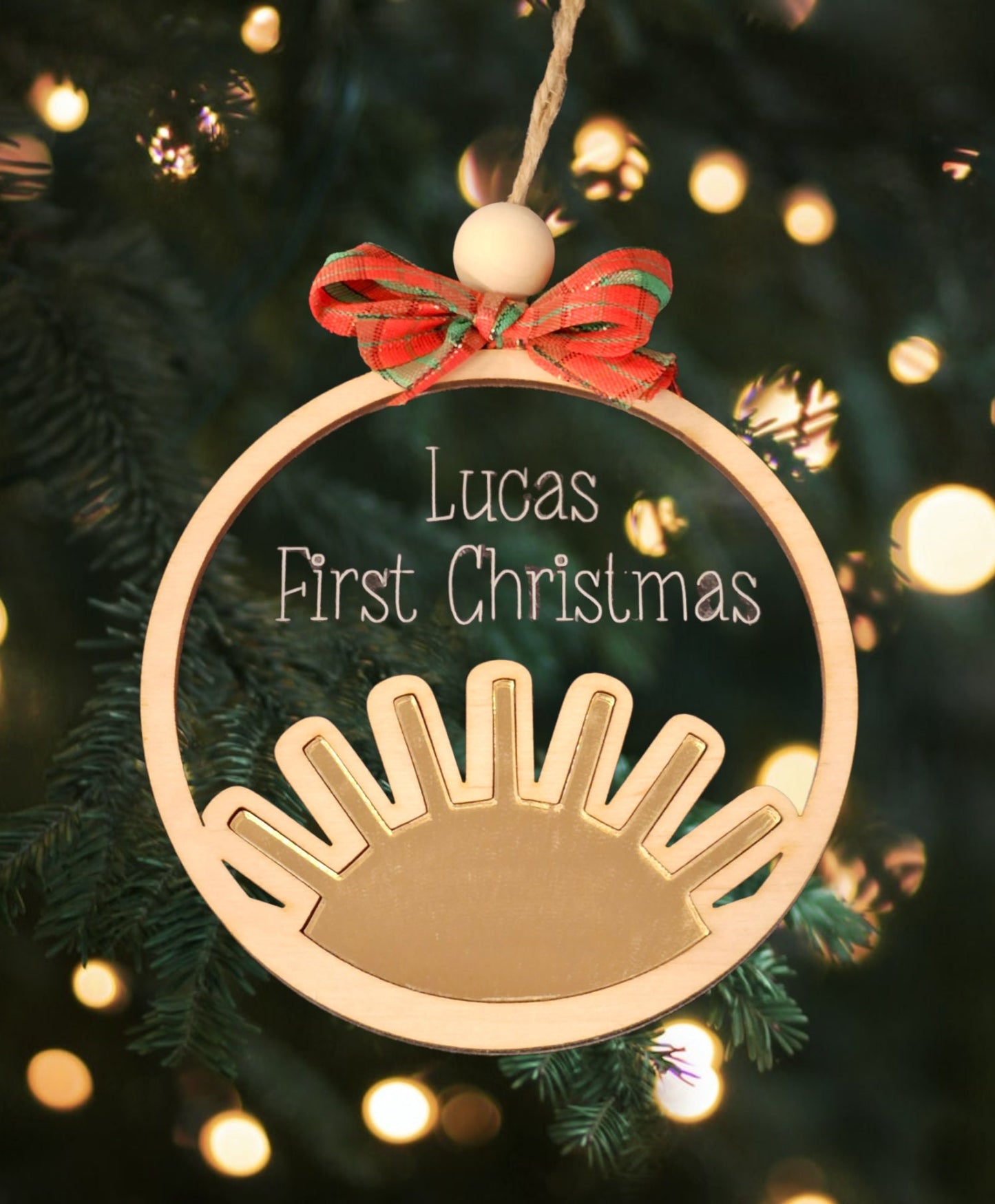 Personalised sun bauble, Boho sun, Christmas, nursery, gift, rustic, personalised gift.