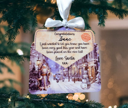 Personalised letter from santa tree decoration, personalised Santa's nice list, personalised Christmas decoration, children's nice list