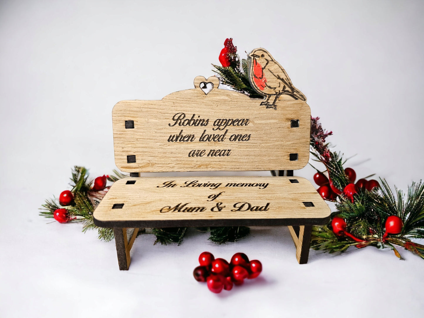 Personalised Robin bench memorial orniment, Robin, loved one in heaven, memorial orniment, rustic, freestanding