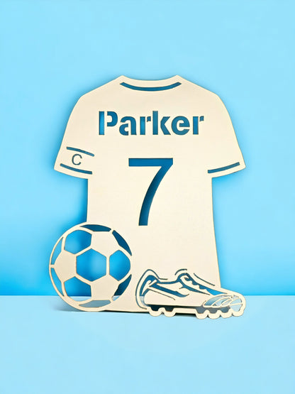Personalised football shirt bedroom door sign, personalised football sign, personalised gift, personalised signs