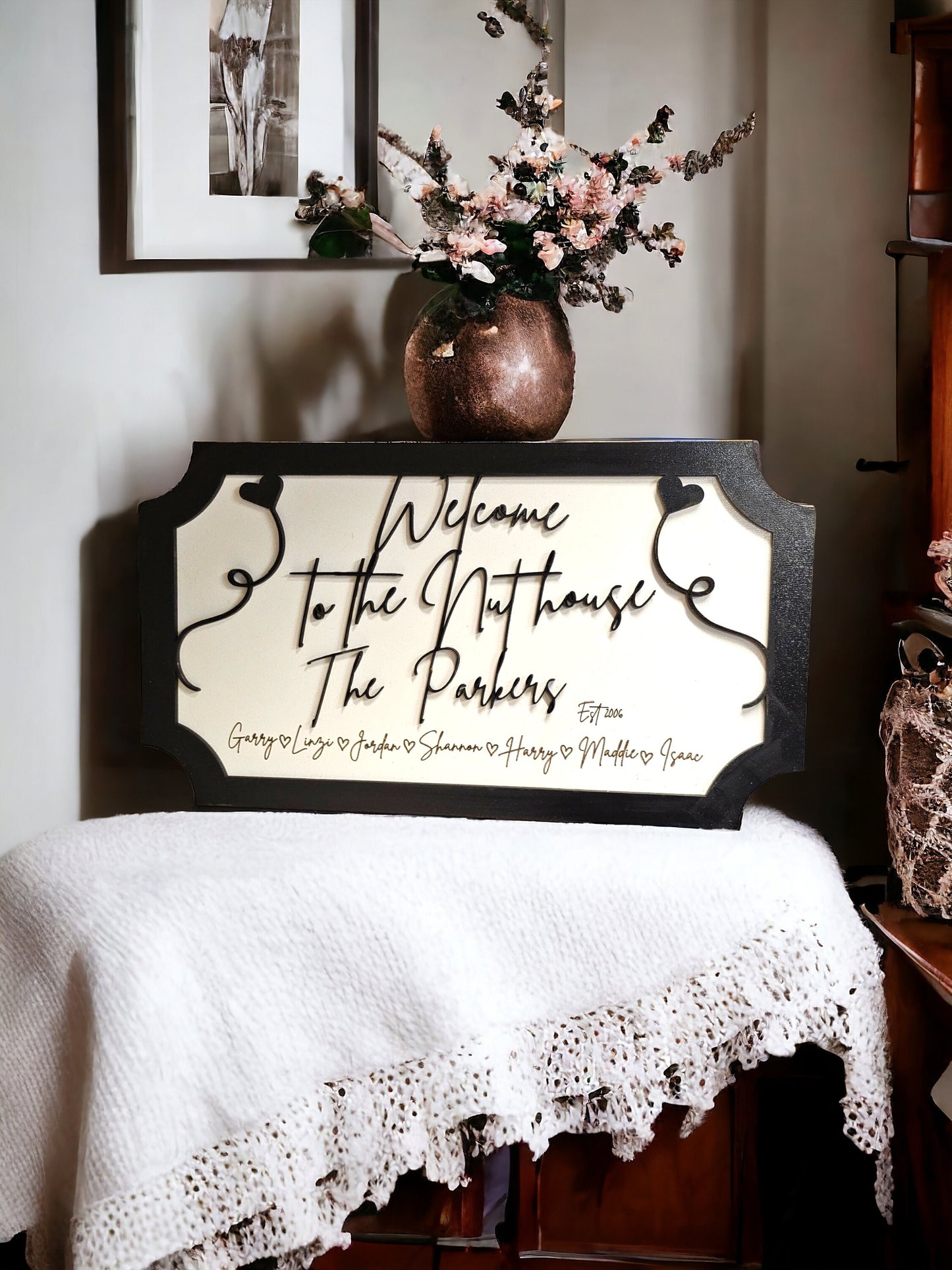 Personalised welcome sign, welcome to the nut House, family plaques, personalised signs, railway sign, family wall decor