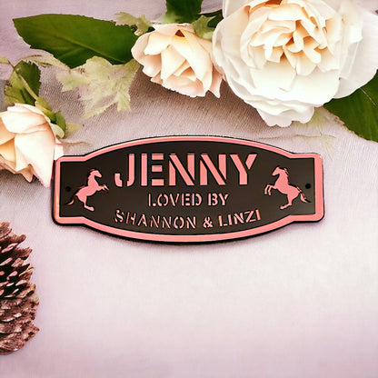 Horse stable name plaque, pony stable name plaque, personalised door plaques, mirror, matt, modern stable door plaques, loved by