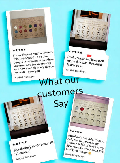 Personalised recovery token display clock,recovery tokens,Personalized Serenity Prayer Recovery Chip Holder, AA display, maple wood, quality