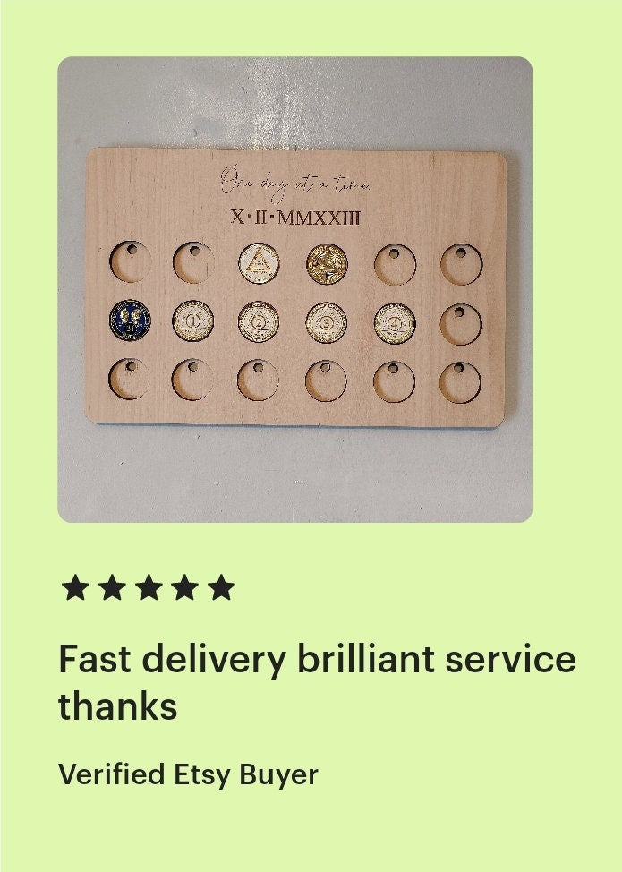 Personalised recovery token display, recovery tokens,Personalized Serenity Prayer Recovery Chip Holder, AA display, maple wood, quality