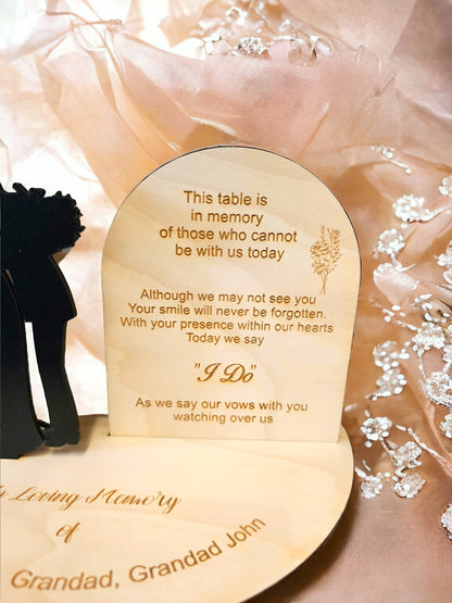 Personalised loved ones in heaven memorial, wedding table centerpiece, memorial, wedding gift, bride, groom