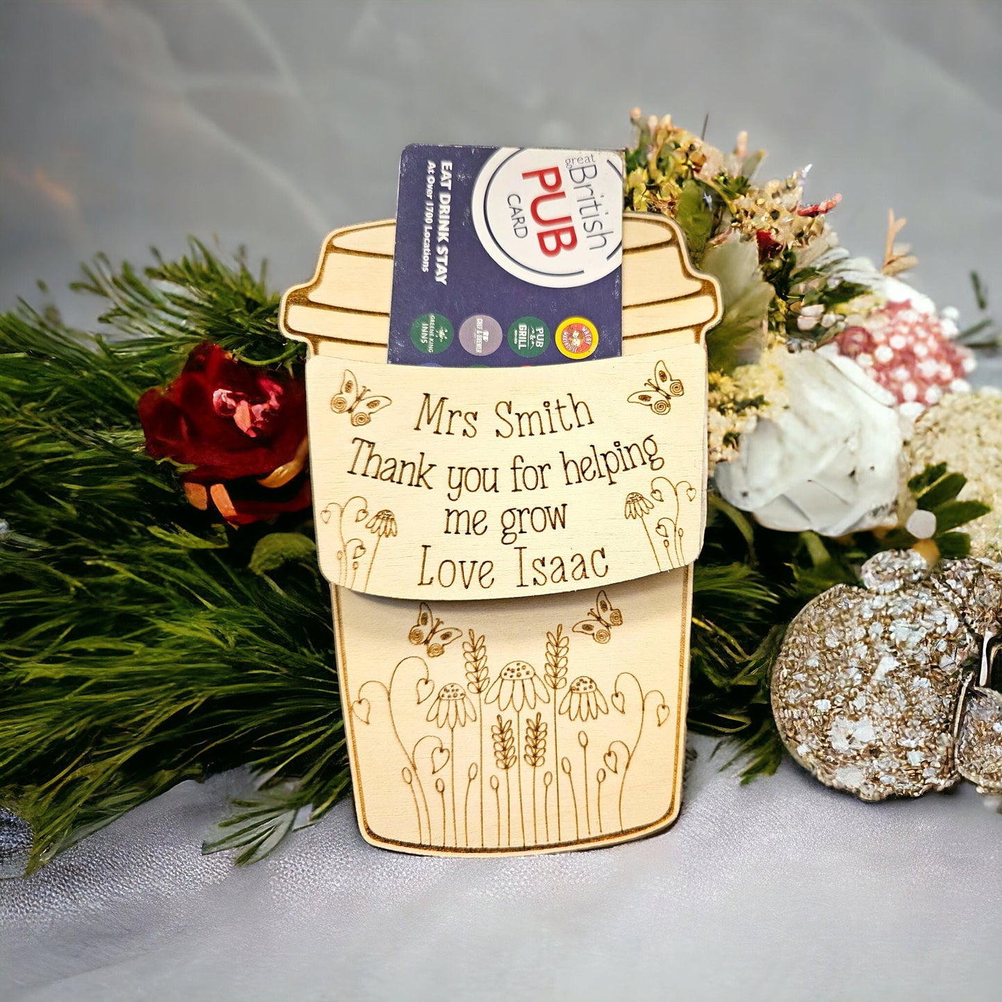 personalised gift card holder, thank you gift, teacher gift, gift for her, gift card, wooden gift card holder, teacher appreciation.