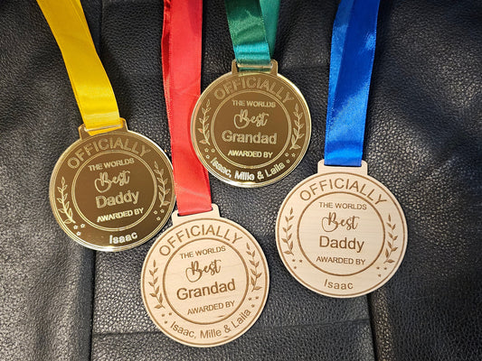 Personalised Father's day medals, Personalised award medals, medal for dad, wooden medal, gold medal, gift for him, grandad gift
