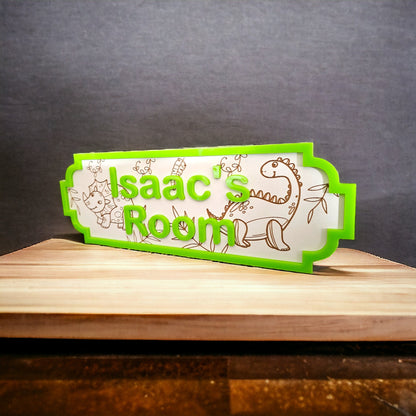personalised dinosaur street sign, bedroom door sign, personalised sign, children's bedroom, nursery decor, dinosaur fan, children's room