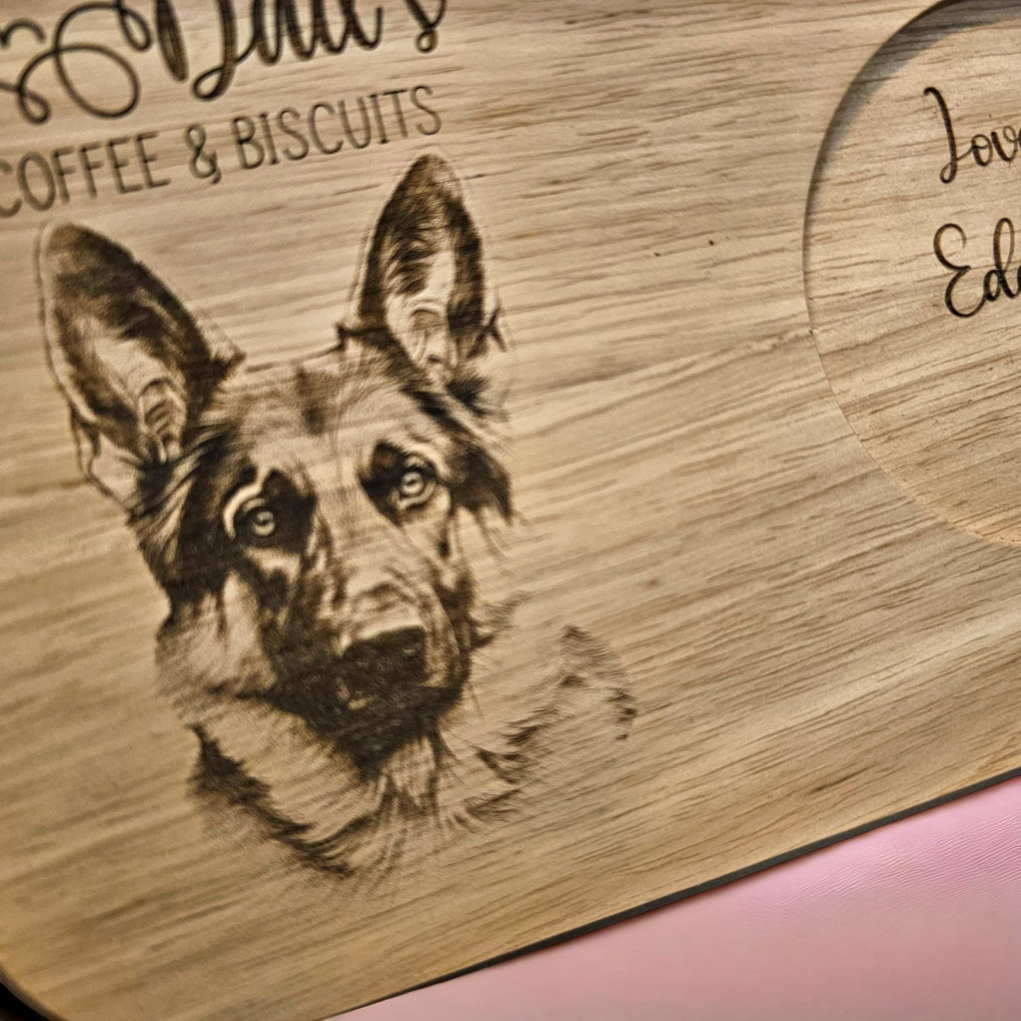 dad's tea or coffee Biscuits board, German shepherd lover, gift to dad, gifts for fathers day, personalised tray, bespoke, beer tray