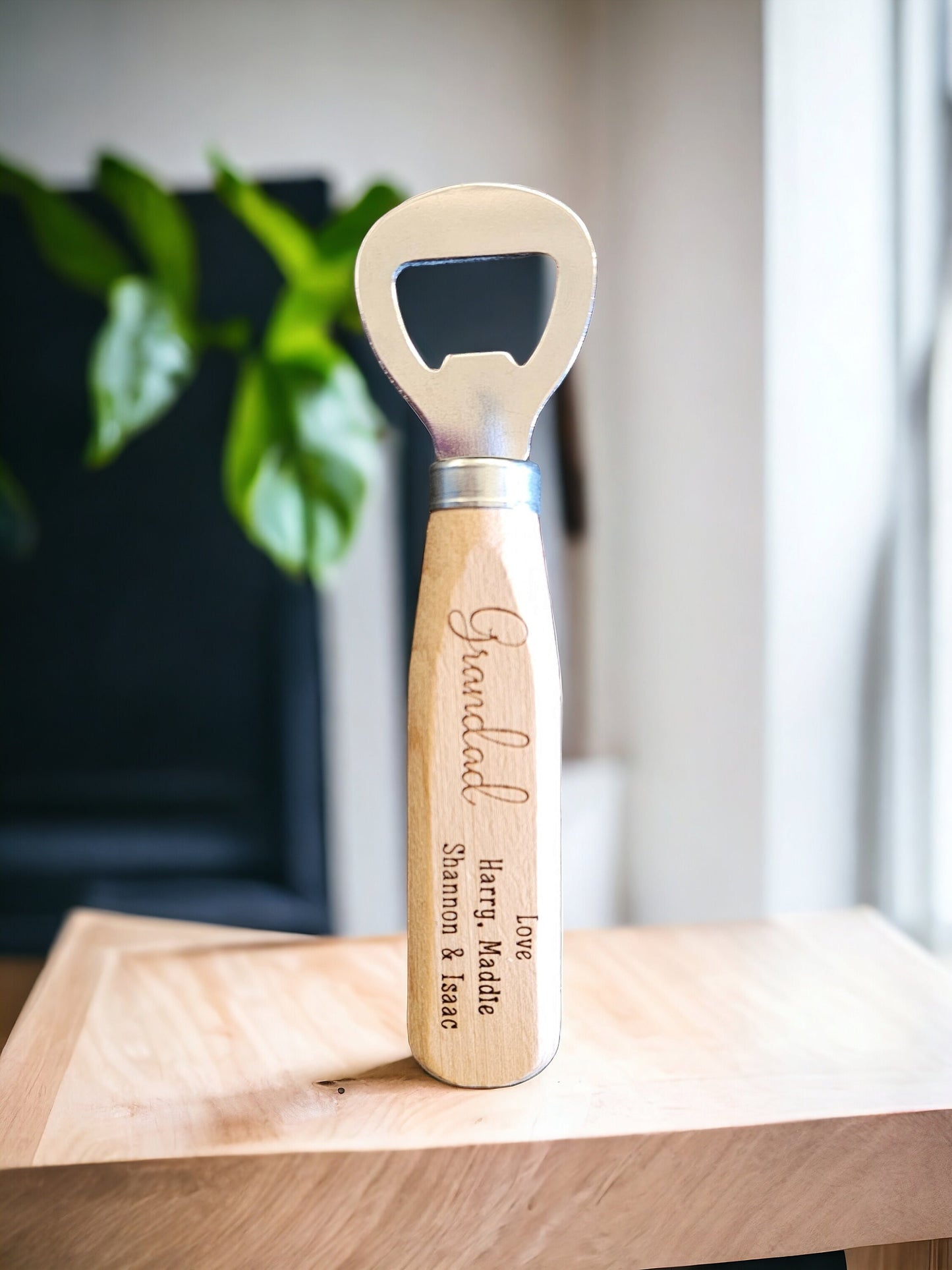 Personalised wooden bottle opener, gift for him, father's day gift