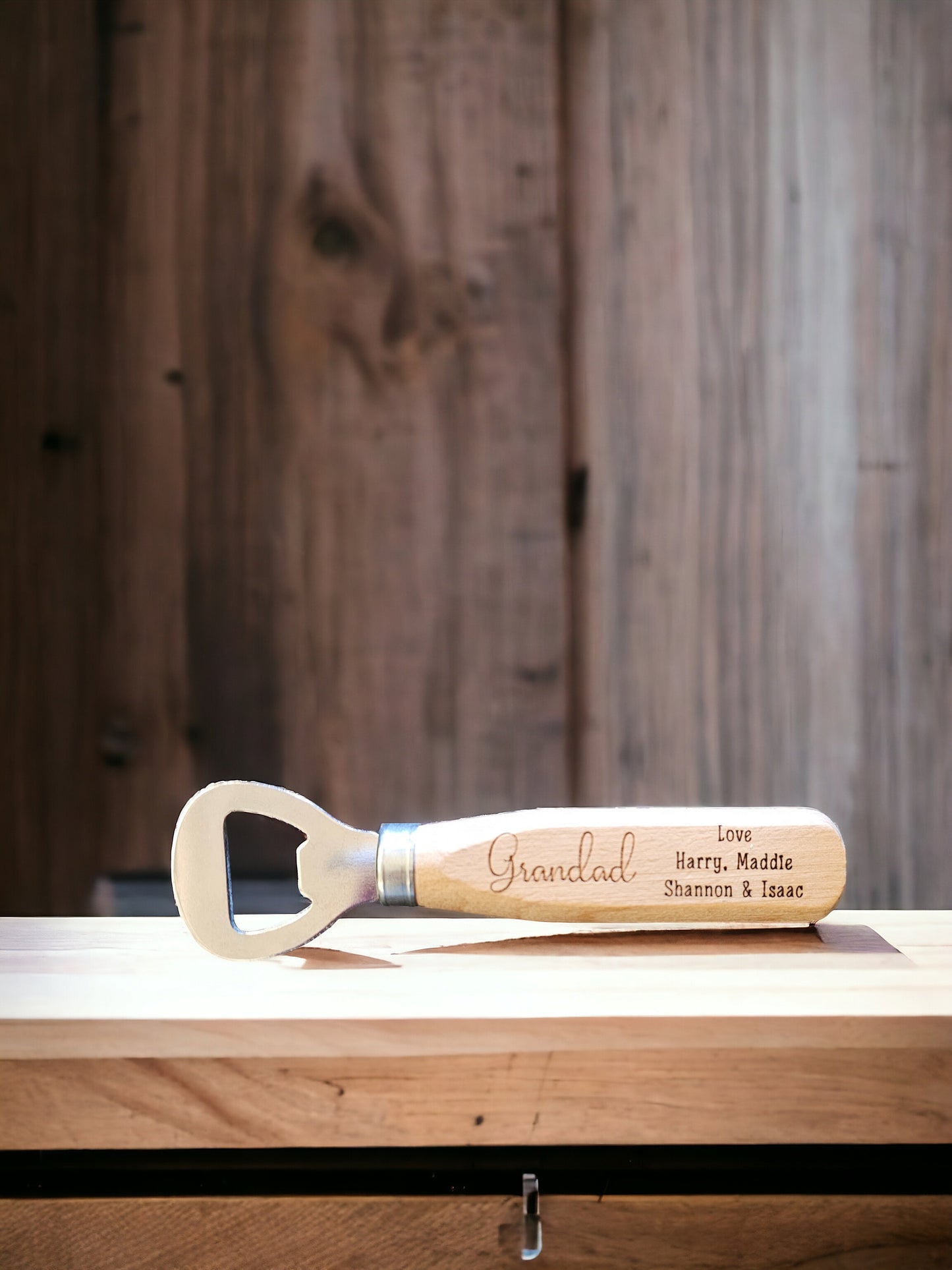 Personalised wooden bottle opener, gift for him, father's day gift