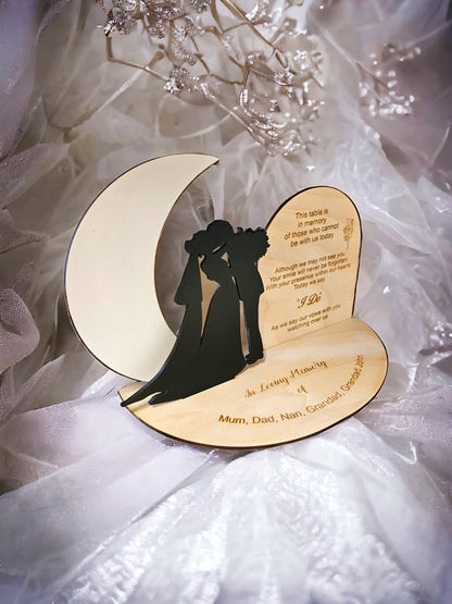 Personalised loved ones in heaven memorial, wedding table centerpiece, memorial, wedding gift, bride, groom