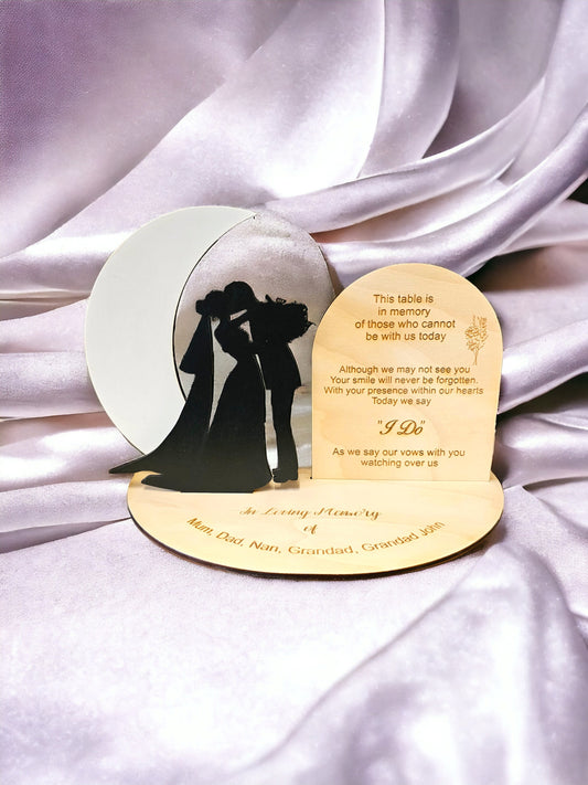 Personalised loved ones in heaven memorial, wedding table centerpiece, memorial, wedding gift, bride, groom
